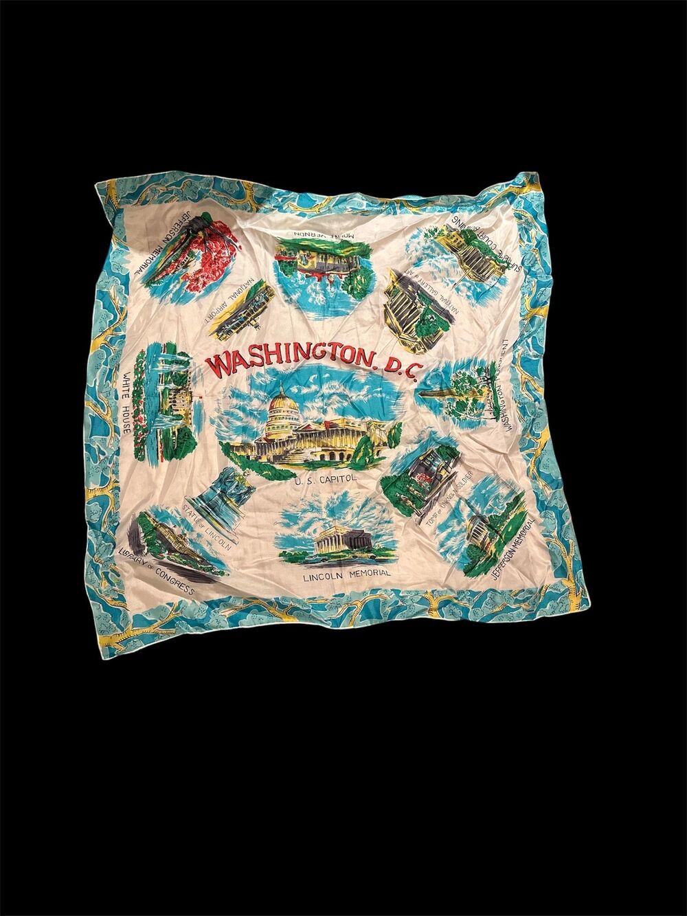 Vintage Washington DC scarf. Made in Japan. Silk